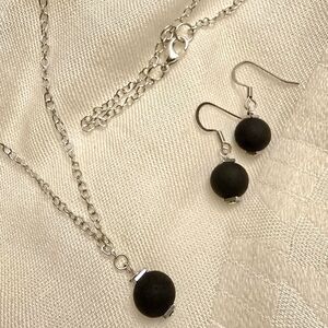 Simple Black Necklace and Earring Set